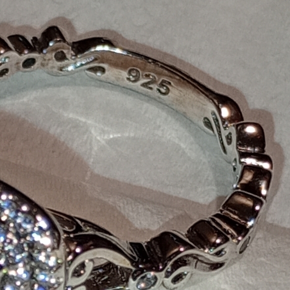 Sterling Silver Engagement And Wedding Band Ring Set/NWOT/Cocktail Ring & Band - Picture 16 of 16